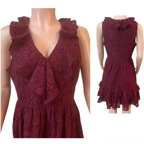 chinese dress ladies Same French Lace Midi Dress | Red main image 0